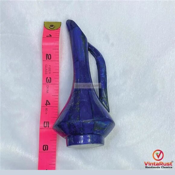 Real Lapis Lazuli Handcrafted Vase: Handmade Gemstone Jug, Luxury Home Decor Gif - Picture 5 of 6